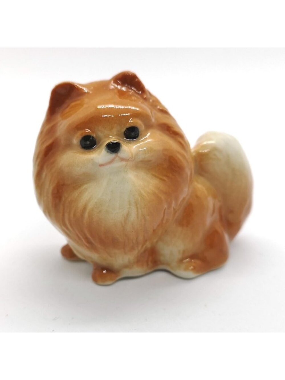 Charming Handmade Brown Pomeranian Ceramic Figurine | Cute Shelf Decor Accent